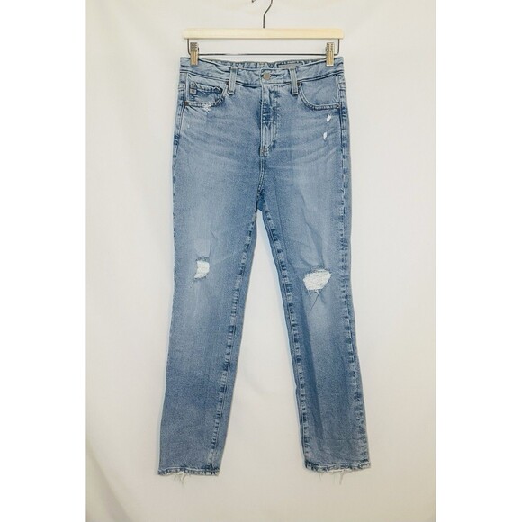 Adriano Goldschmied Saige High Rise Straight Distressed Blue Jeans Women's 27‎ - Picture 1 of 12